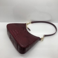 Sac à bandoulière en cuir de crocodile bordeaux pour femme, sac à main à sangle unique, sac à fermeture éclair