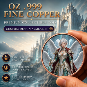 Moneda Conmemorativa Personalizada de 1 OZ .999 de Cobre Fino con Diseño de Guerrera Alada, Coleccionable de Fantasía - Product Image 1