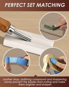 <span class=keywords><strong>Kit</strong></span> de sculpture sur bois de luxe pour adultes et enfants ensemble d'outils en tilleul avec étui en <span class=keywords><strong>cuir</strong></span> DGCM <span class=keywords><strong>Kit</strong></span> de sculpture sur bois ODM/OEM personnalisation - Product Image 4