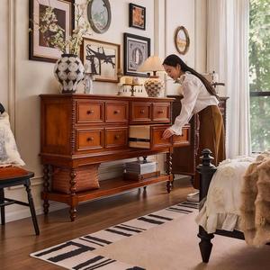 Aparador de Madera Maciza Estilo Retro Francés, Mueble de Almacenamiento para Sala de Estar, Mueble de Entrada con Cajones - Product Image 3