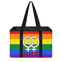 Panier de courses pliable personnalisé, design arc-en-ciel lesbien et gay, pour la marchandise d'exposition et les courses au supermarché