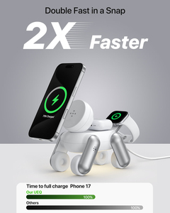 Support de charge rapide magnétique pliable 15W pour bureau, station de charge <span class=keywords><strong>sans</strong></span> <span class=keywords><strong>fil</strong></span> 4-en-1 pour écouteurs et montre, design chien mignon pour <span class=keywords><strong>iPhone</strong></span> 17 16 - Product Image 2