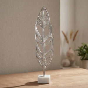 10D X 12W X 48H Modern Metal Leaf Sculpture Artistic Handmade Eco-Friendly Durable Tabletop Decor Living Room Foliage Design - Product Image 3
