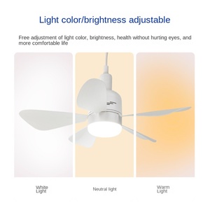 Ventilateur de plafond avec lumière, tête mobile, rotation à 360°, télécommande, gradation électrique, verre E27, moderne, garantie 10 ans - Product Image 3