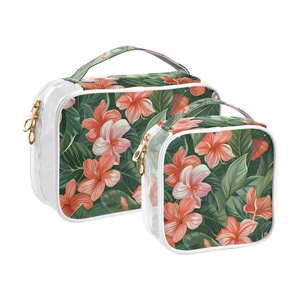 Hawaiian Custom Flower Women 2-pack Transparent Clear PVC Mini Cosmetic Bag <b>Make</b> <b>up</b> Organizer <b>Pouches</b> Travel Toiletry Bags - Product Image 2