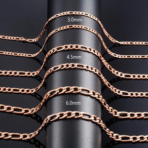 Chaîne Figaro pour homme en acier inoxydable, collier long pour femme, plaqué or rose, collier ras du cou, accessoires de fabrication de bijoux - Product Image 3