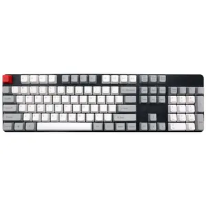 Set Keyboard Keycap Tebal PBT Tebal 104 Kunci Putih-Abu-abu, Keycap Keyboard Gaming Mekanik