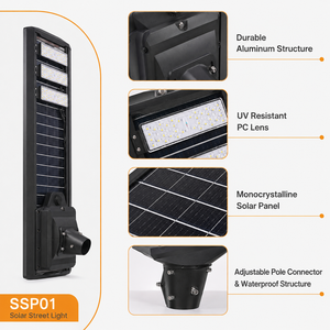 Kit complet de lampadaire solaire avec poteau 200W 300W IP65 LiFePO4, lampe de route extérieure tout-en-un, vente en gros OEM - Product Image 4