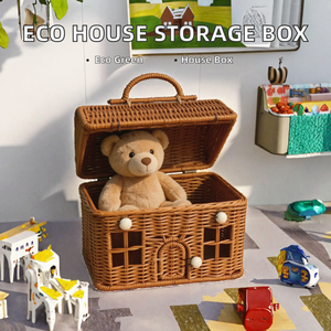 Cesta de Almacenamiento de Dulces para Niños, Moderna, Ecológica, Multifuncional, de Plástico PP Tejido, con Forma de Casa, para Decoración del Hogar y Regalos - Product Image 2