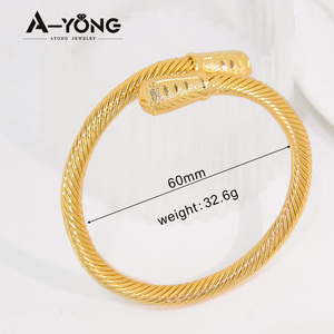 European America Little Bee Jewelry Women's Wedding Gold <b>Bangle</b> 21k Gold Plated Trendy Spiral <b>Copper</b> Italian Classic Event Party - Product Image 4