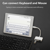 3 en 1 USB C/8pin a USB OTG Lector de tarjetas Unidad Flash con puerto de carga Conecte el disco U/Ratón/Teclado para adaptador de teléfono tipo C