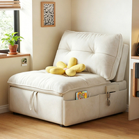 Canapé-lit simple entièrement ouvrable avec dossier réglable, dernier modèle moderne, canapé-lit escamotable 3-en-1 sans accoudoirs en tissu, ensemble de canapé-lit pliable