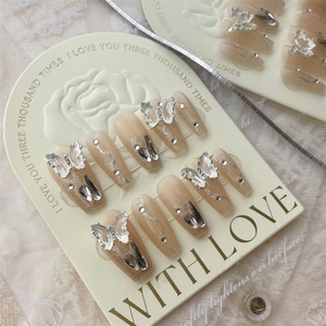 <span class=keywords><strong>Uñas</strong></span> Postizas de Acrílico <span class=keywords><strong>Elegantes</strong></span> Color Nude de Lujo, Hechas a Mano, de Alta Calidad, Venta al Por Mayor - Product Image 3