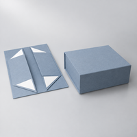 Boîte de présentation magnétique pliable de luxe personnalisée, grand format, bleu classique, papier rigide épais, pour offrir en cadeau