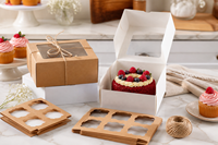 Boîte à gâteau en papier kraft personnalisée avec logo, emballage de boulangerie en carton avec poignée pour desserts et cadeaux alimentaires, directement de l'usine