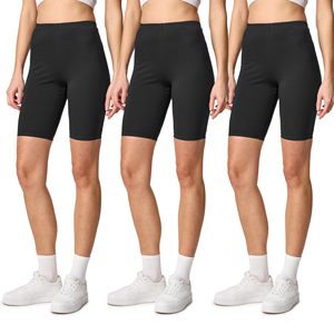 Shorts cyclistes taille haute pour femme en coton et élasthanne extensible, collants de sport pour le yoga et le fitness - Product Image 1