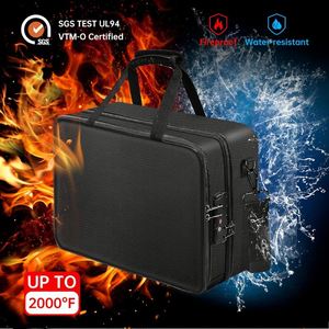 OEM Fireproof Waterproof <b>Document</b> <b>Bag</b> A4 Folder Organizer with 13 Compartments Expanding File Multilayer Black - Product Image 3