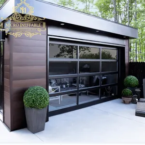 Modern endüstriyel yukarı açılır garaj kapısı özelleştirilmiş otomatik alüminyum cam şeffaf garaj kapısı için özel evler