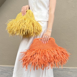 Borsa da Spiaggia di Lusso 100% Fatta a Mano con Nappe in Rafia, Borse all'Uncinetto, Pochette da Sera per Matrimoni da Donna di Lusso - Product Image 6