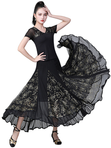Faldas de Baile de Salón para Mujer, con Vuelo de 360 Grados, para Salsa, Rumba, <span class=keywords><strong>Flamenco</strong></span>, con Pedrería Tribal y Malla Floral, para Actuaciones de Danza - Product Image 6