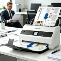 Scanner de documents recto-verso Epson WorkForce DS-870 A4 à alimentation par chargeur de documents, interface USB CIS, 65ppm/130ipm, couleur haute vitesse, en stock
