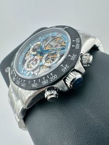 Montre de plongée de haute qualité avec mouvement mécanique, bracelet en acier inoxydable, verre saphir, cadran à aiguilles, couleur carbone, cadran ajouré, 40 mm - Product Image 4
