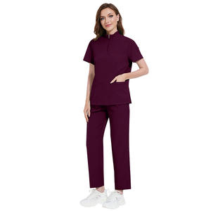 Conjuntos de Uniformes Médicos de Marca Privada para Enfermería de Verano Casual con Cuello Alto para <span class=keywords><strong>Hospital</strong></span> Quirúrgico y Salón de Belleza - Product Image 3