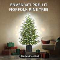 Sapin de Noël artificiel Norfolk pré-éclairé de 1,20 m, fonctionnant sur piles, réaliste, en pot avec base, 100 lumières LED, 8 fonctions
