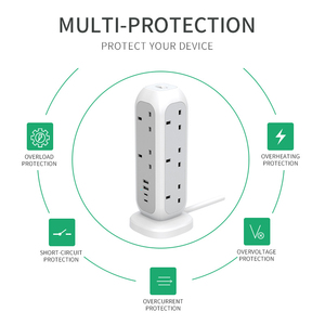 UK Type G Power Strip with <strong>USB</strong> C Ports, 11 Way Outlets Protection Plug, <strong>Extension</strong> <strong>Lead</strong> for UAE - Product Image 5