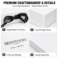 Boîte cadeau haut de gamme avec couvercle à ruban en blanc et rose pour bijoux, produits de beauté, vêtements et cadeaux de détail