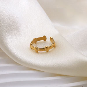 French Style <b>Titanium</b> Steel Gear <b>Ring</b> Gold Geometric Shape Women's Fashion Jewelry Gift Simple Design - Product Image 3