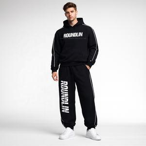 Maßgeschneiderter Schwerer Fleece <span class=keywords><strong>2</strong></span>-Teiliger Jogger-Anzug Hersteller OEM Übergroßer 3D-Puff-Print Trainingsanzug für Herren - Product Image 2