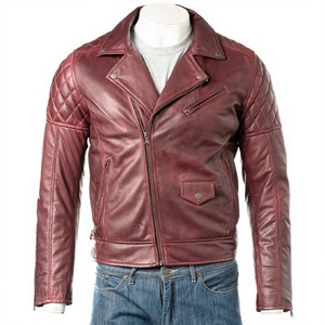 Veste en cuir véritable pour homme, design personnalisé en gros, cuir de vache original / Vestes en cuir véritable marron chaud pour homme - Product Image 2