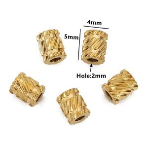 Stainless Steel Spacer Beads Cylinder Shape Plated Gold Silver For DIY Jewelry <b>Bracelets</b> Necklaces 6mm Round Beads WLL228 - Product Image 3
