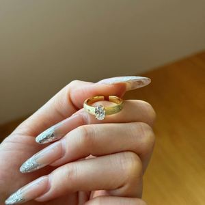 Bague Dylam au design unique, large et épaisse, en argent, forme ovale, avec zircone cubique 5A, ouverte et ajustable, pour usage quotidien - Product Image 3