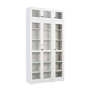 Armoire de rangement métallique à 5 niveaux avec porte vitrée battante, armoire à dossiers en acier économique pour bureau, atelier, chambre, cuisine, salle de sport - Product Image 3