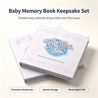 Adorable livre de souvenirs pour bébé à couverture rigide avec spirale métallique, pages en papier personnalisables, design artistique, finition gaufrée en typographie pour le premier anniversaire