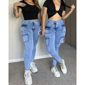 Jeans Ajustados <span class=keywords><strong>de</strong></span> Bolsillo para Mujer, Jeans Personalizados, Pantalones Vaqueros <span class=keywords><strong>de</strong></span> Mezclilla para Mamá, Talla Grande, Colombianos, <span class=keywords><strong>de</strong></span> Cintura Alta - Product Image 5