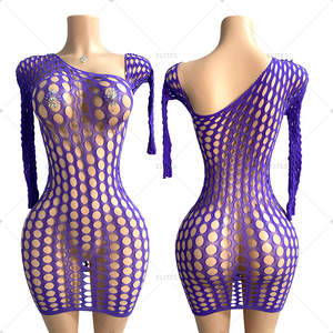 Elites Fishnet ชุดเต้นบอลรูมสำหรับผู้หญิงชุดเต้นรำแปลกใหม่