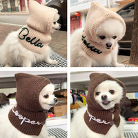 Chapeau en laine tricoté personnalisé pour animaux de compagnie, logo 3D brodé à la main, nom et marque personnalisés, chapeau d'hiver mignon et unique pour animaux de compagnie, 1 pièce MOQ