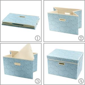 Foldable Fabric Storage <b>Bin</b> with <b>Lid</b> Rose Print Storage Box Basket Washable PP Plastic Board Decorative Cubes - Product Image 6