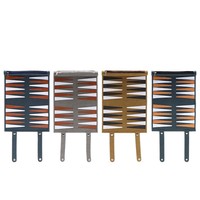 Papan Backgammon Lipat Kustom Dua Sisi Berlapis Beludru dengan Alas PU, 30 Piringan Kontras, Kantong Resleting, Permainan Strategi Portabel untuk