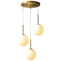 Suspension LED moderne en verre Laiton Noir Boule de Lait Lustres Éclairage pour Chambre à coucher Salle à manger Escalier Plafond Suspension Lampe Lustres