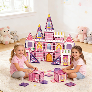 2026 Set di Costruzioni Magnetiche <span class=keywords><strong>Castello</strong></span> delle Principesse, Versione Portatile in Scatola di Ferro, 26 Pezzi, Giocattolo da Viaggio, Blocchi Magnetici da 5,5 cm per Bambine - Product Image 1