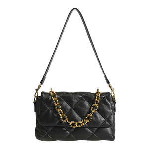 Nueva Colección 2025 Bolsos <span class=keywords><strong>de</strong></span> Hombro Elegantes <span class=keywords><strong>de</strong></span> Cuero PU Negro para Mujer, Bolsos <span class=keywords><strong>de</strong></span> Mano con <span class=keywords><strong>Cadena</strong></span> Dorada - Product Image 6