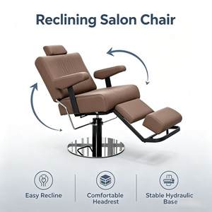 Fauteuil de Barbier Robuste Inclinable Ergonomique en Acier Inoxydable pour Salon de Coiffure Neuf - Product Image 2