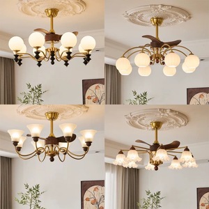 E27พัดลม LED แบบโมเดิร์นพร้อมใบพัด5ใบถอดได้พัดลมเพดานแบบสกรูใหม่สำหรับห้องนอนและห้องนั่งเล่นสำหรับโรงแรมมอเตอร์ DC - Product Image 1