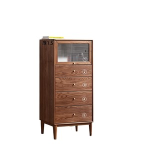 Solid Wood Five <b>Drawer</b> Chest Of <b>Drawers</b> <b>Walnut</b> Color 600x400x1295mm Bedroom Storage Cabinet Nordic Modern Style - Product Image 5