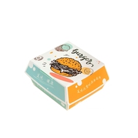 Boîtes à emporter jetables PM pour repas rapides, boîtes en papier personnalisées avec logo, pelliculage mat, revêtement UV, gaufrage pour hamburgers et sandwichs