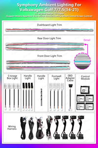 Kit di Illuminazione Ambientale ICarsin per Interni Auto con Guida a Destra/Sinistra per <span class=keywords><strong>Volkswagen</strong></span> VW <span class=keywords><strong>Golf</strong></span> <span class=keywords><strong>R</strong></span> Mk7 2014-2020, Accessori di Finitura e Decorazione - Product Image 6